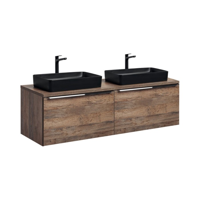 Ensemble de meubles sous vasque 80cm avec plan vasque et vasques noires à poser VANTA