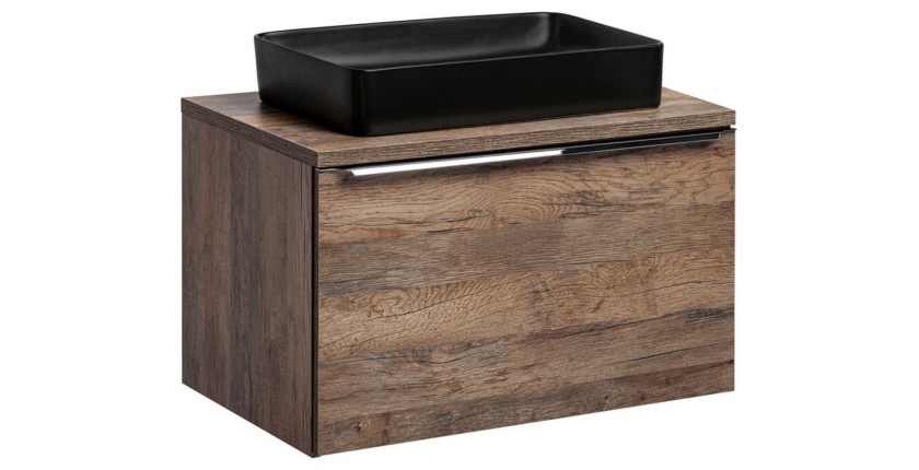 Ensemble meuble sous vasque, plan vasque et vasque noire VANTA 80cm