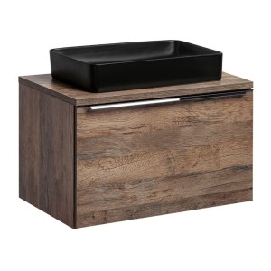 Ensemble meuble sous vasque, plan vasque et vasque noire VANTA 80cm