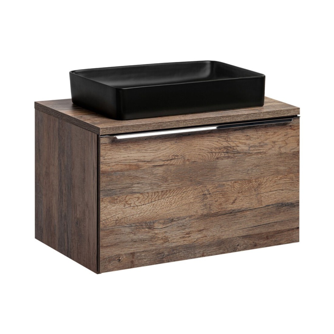 Ensemble meuble sous vasque, plan vasque et vasque noire VANTA 80cm