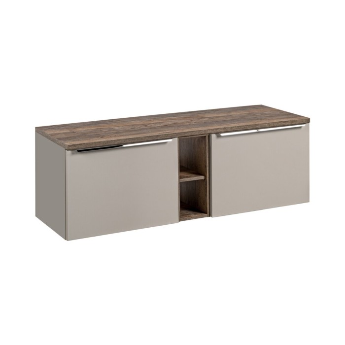 Ensemble meuble sous vasque, plan vasque et meuble de rangement VANTA taupe 140cm