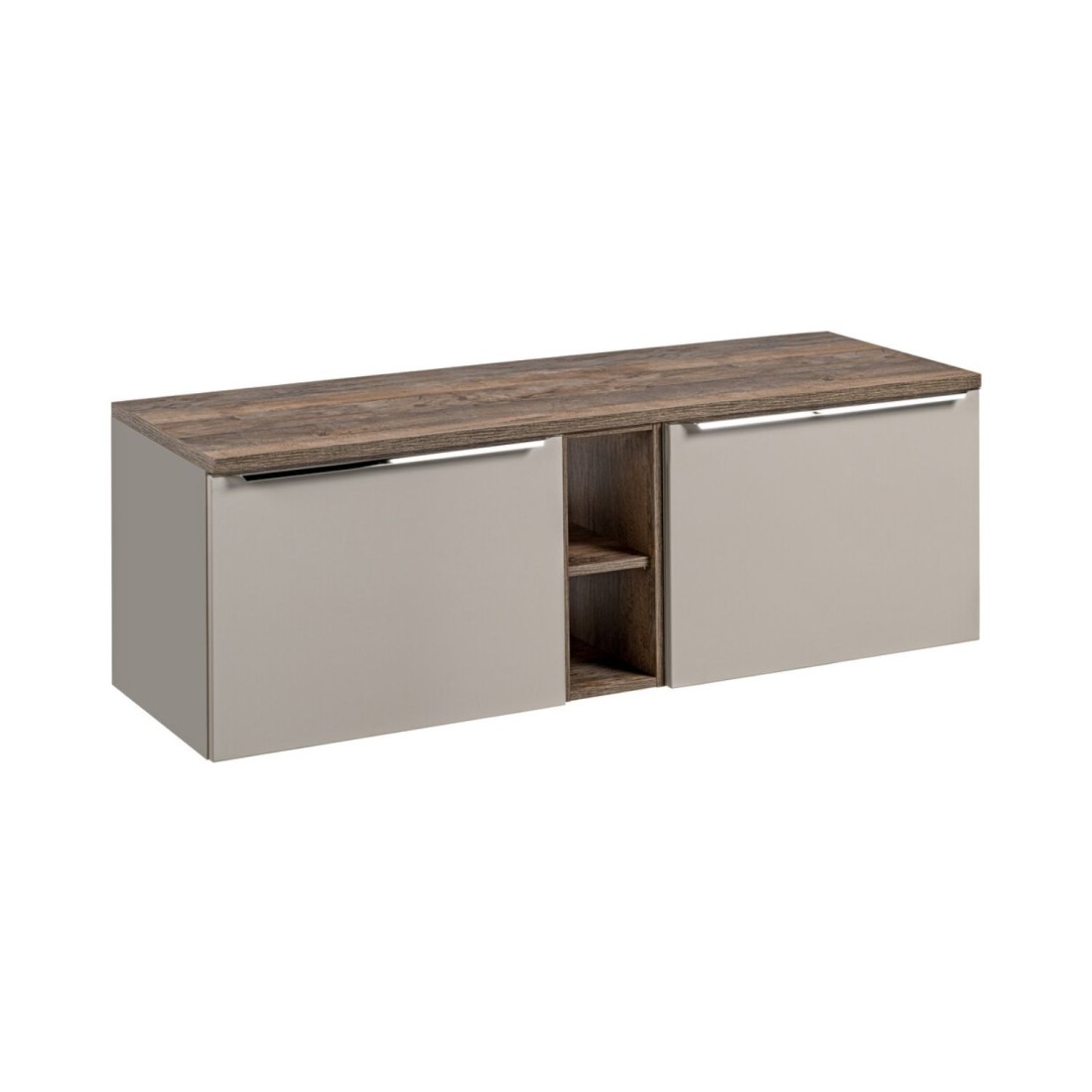 Ensemble meuble sous vasque, plan vasque et meuble de rangement VANTA taupe 140cm