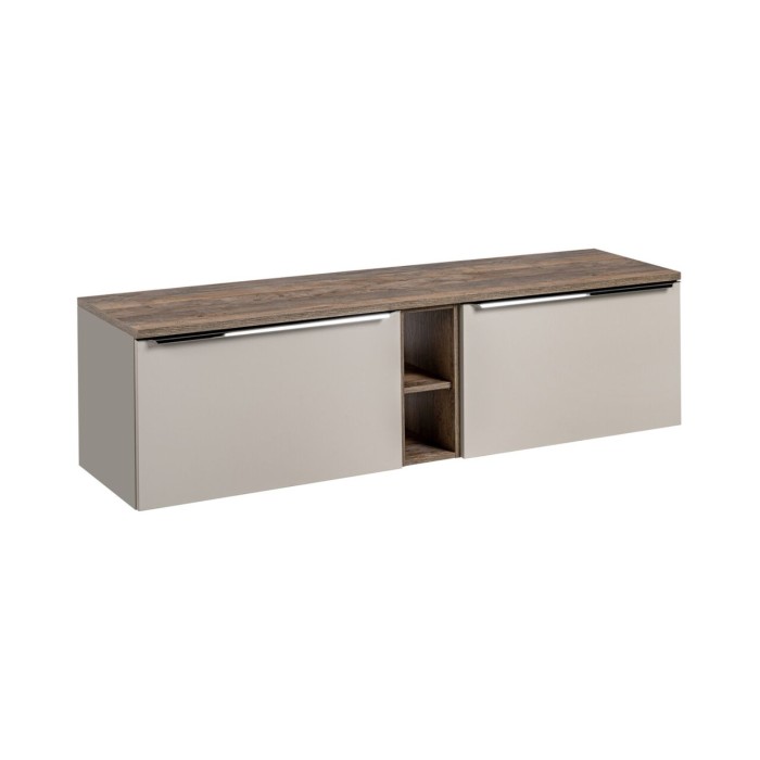 Ensemble meubles sous vasque, meuble de rangement et plan vasque VANTA taupe 180cm