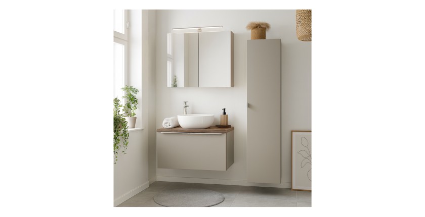 Ensemble meuble sous vasque et plan vasque 80cm VANTA taupe 80cm mis en situation