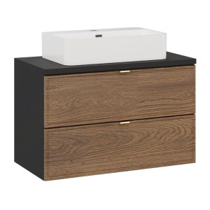 Ensemble meuble sous vasque 80cm, plan vasque et vasque à poser blanche SAVIA