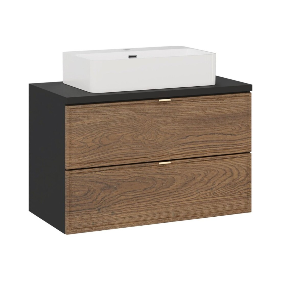 Ensemble meuble sous vasque 80cm, plan vasque et vasque à poser blanche SAVIA