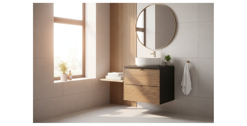 Ensemble de salle de bain SAVIA : meuble sous vasque 60cm + plan vasque