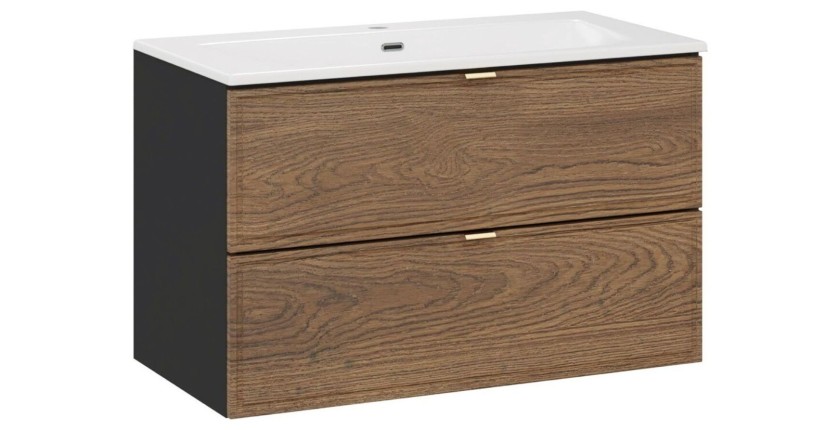 Ensemble meuble sous vasque et vasque encastrée blanche SAVIA 80cm