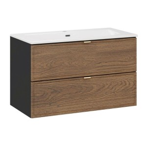 Ensemble meuble sous vasque et vasque encastrée blanche SAVIA 80cm