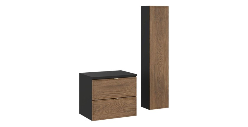 Ensemble meuble sous vasque, plan vasque et colonne de rangement SAVIA