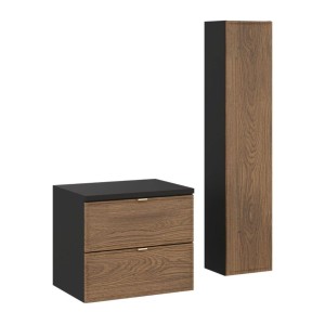 Ensemble meuble sous vasque, plan vasque et colonne de rangement SAVIA