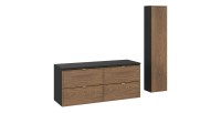 Ensemble meubles sous vasque 120Cm et plan vasque et colonne de rangement SAVIA