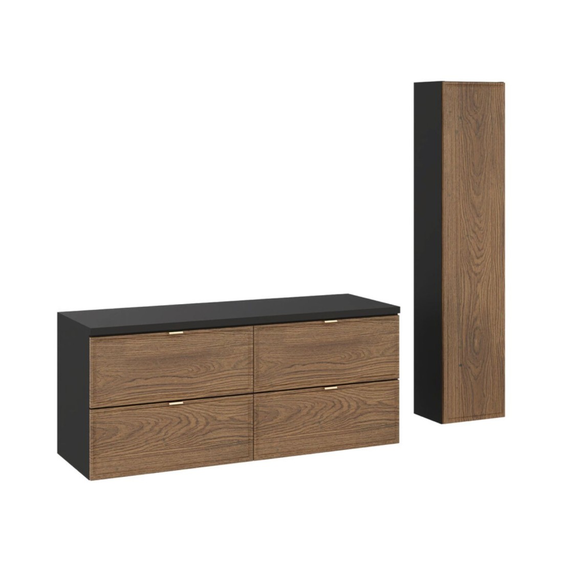 Ensemble meubles sous vasque 120Cm et plan vasque et colonne de rangement SAVIA