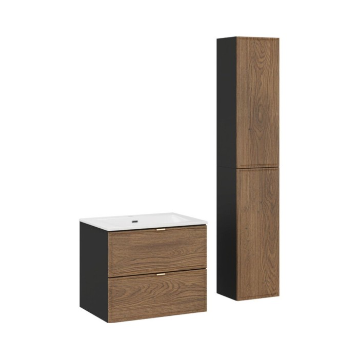 Ensemble meuble sous vasque, vasque encastrée et colonne de rangement SAVIA