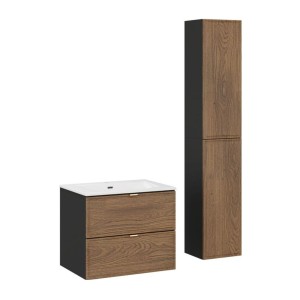 Ensemble meuble sous vasque, vasque encastrée et colonne de rangement SAVIA