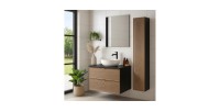 Ensemble meuble sous vasque 80cm, plan vasque et colonne de rangement SAVIA mis en situation