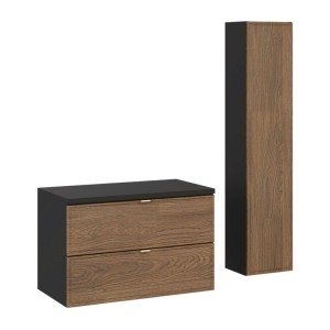 Ensemble meuble sous vasque 80cm, plan vasque et colonne de rangement SAVIA