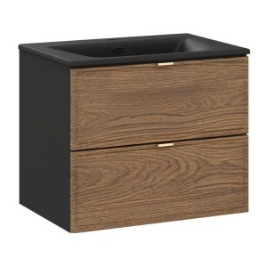 Ensemble meuble sous vasque 60cm et vasque à encastrer noire SAVIA