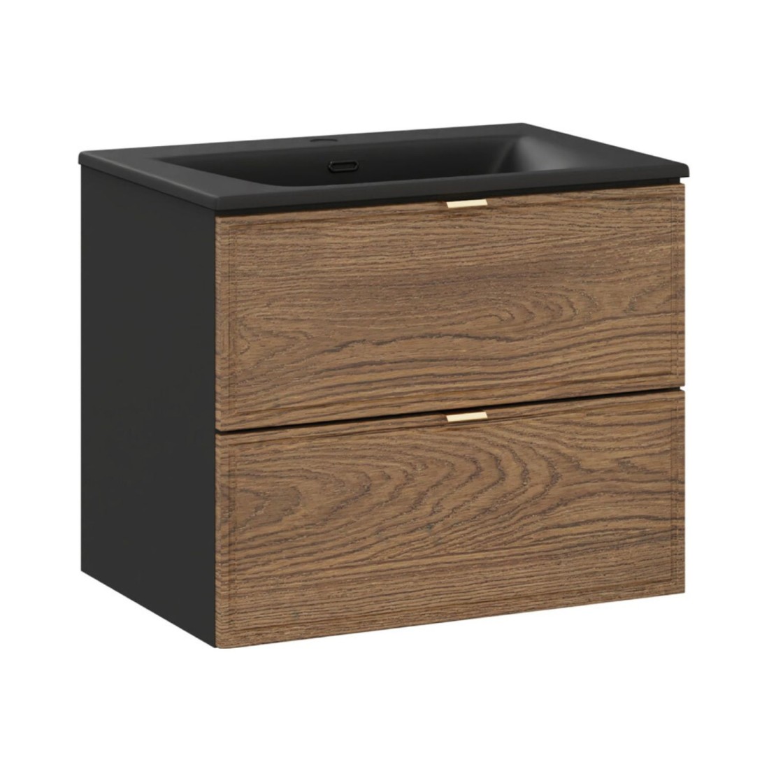 Ensemble meuble sous vasque 60cm et vasque à encastrer noire SAVIA