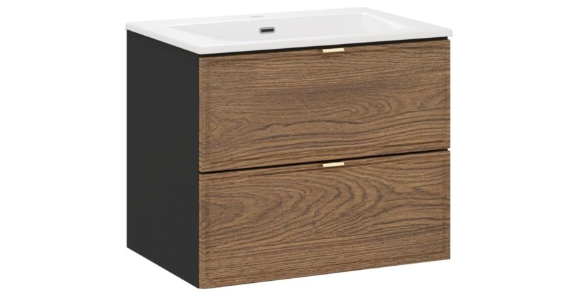 Ensemble meuble sous vasque 60cm et vasque à encastrer blanche SAVIA