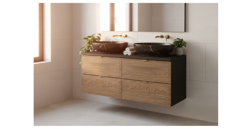 Ensemble de salle de bain SAVIA : meubles sous vasque 120cm + plan vasque