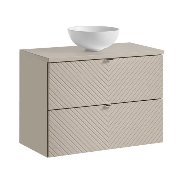 Ensemble meuble sous vasque 80cm, plan vasque et vasque à poser blanche ronde AOKI