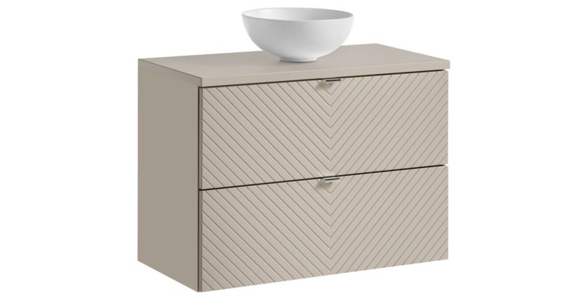 Ensemble meuble sous vasque 80cm, plan vasque et vasque à poser blanche ronde AOKI