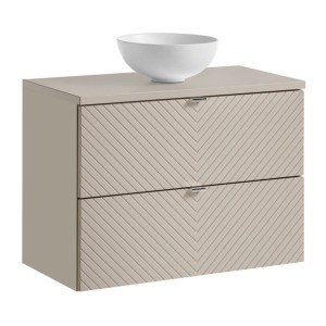 Ensemble meuble sous vasque 80cm, plan vasque et vasque à poser blanche ronde AOKI