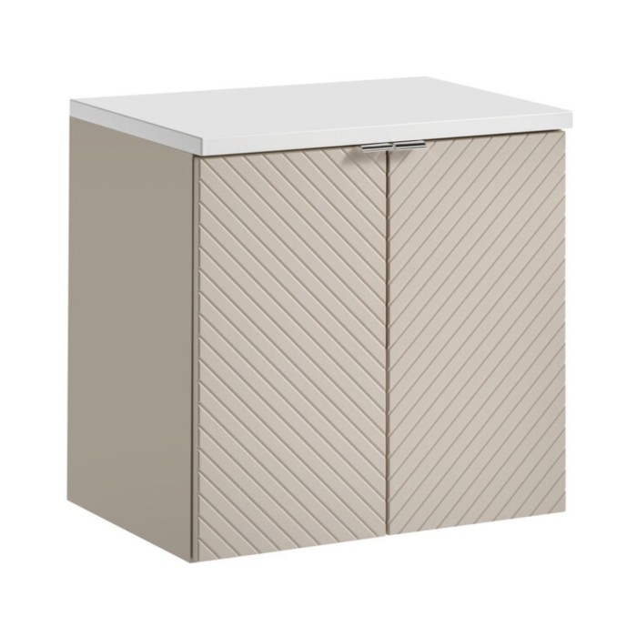 Meuble sous vasque à placard et plan vasque blanc AOKI