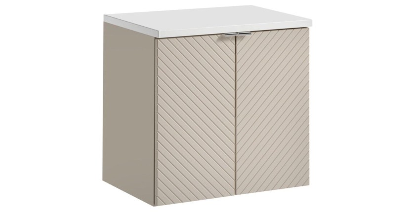 Meuble sous vasque à placard et plan vasque blanc AOKI