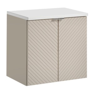 Meuble sous vasque à placard et plan vasque blanc AOKI