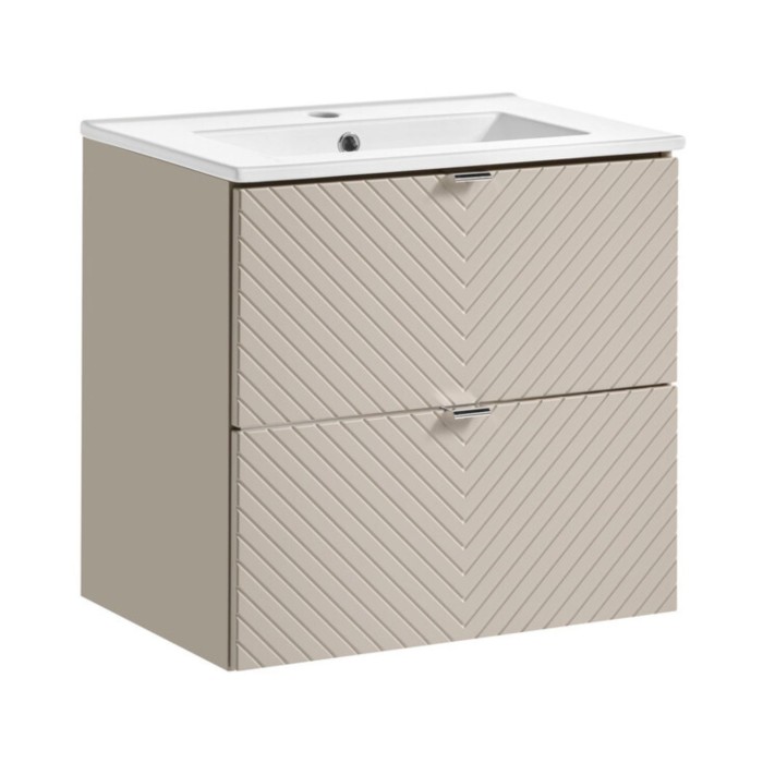 Ensemble meuble sous vasque 60cm et vasque encastrée blanche AOKI