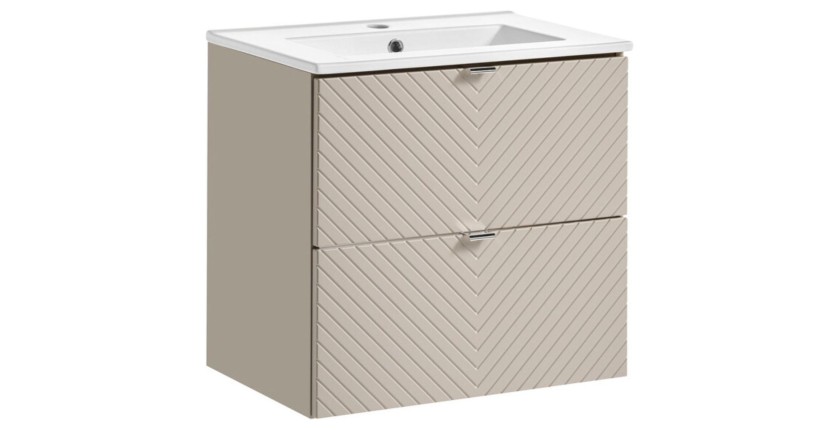 Ensemble meuble sous vasque 60cm et vasque encastrée blanche AOKI