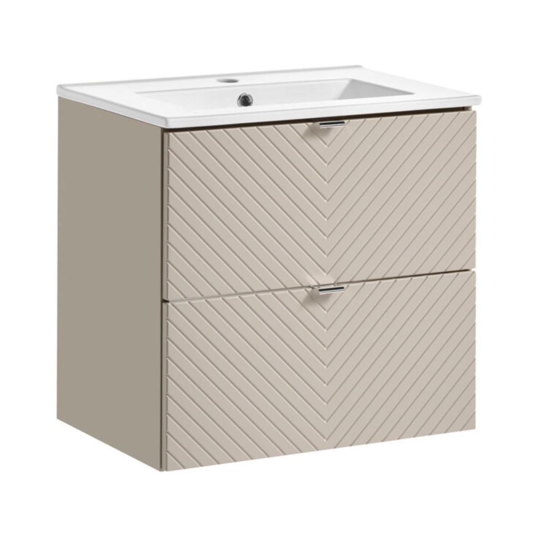 Ensemble meuble sous vasque 60cm et vasque encastrée blanche AOKI