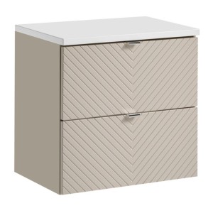 Ensemble de salle de bain AOKI : meuble sous vasque à tiroirs 60cm + plan vasque blanc