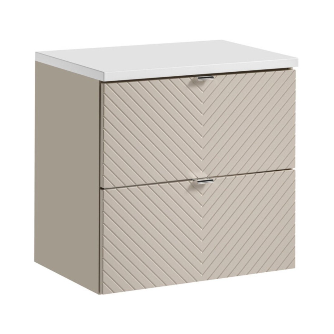 Ensemble de salle de bain AOKI : meuble sous vasque à tiroirs 60cm + plan vasque blanc