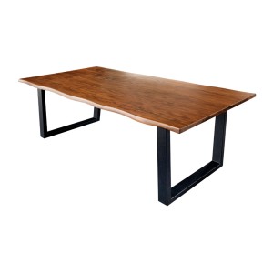 Table de salle à manger 200cm NALKO – Bois massif d'acacia huilé et métal – Style industriel
