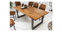 Table de salle à manger 200cm NALKO – Bois massif d'acacia huilé et métal – Style industriel