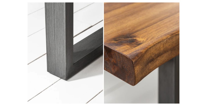 Table de salle à manger 200cm NALKO – Bois massif d'acacia huilé et métal – Style industriel