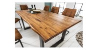Table de salle à manger 180cm NALKO – Bois massif d'acacia huilé et métal – Style industriel
