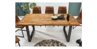 Table de salle à manger 180cm NALKO – Bois massif d'acacia huilé et métal – Style industriel