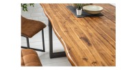 Table de salle à manger 180cm NALKO – Bois massif d'acacia huilé et métal – Style industriel