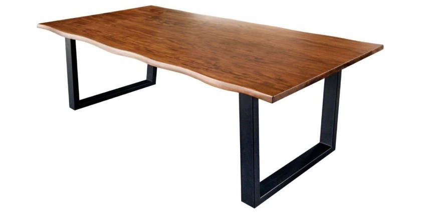 Table de salle à manger 180cm NALKO – Bois massif d'acacia huilé et métal – Style industriel