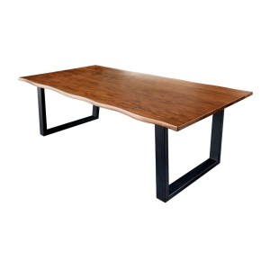 Table de salle à manger 180cm NALKO – Bois massif d'acacia huilé et métal – Style industriel