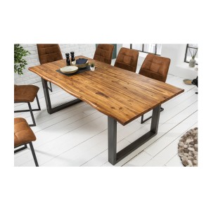 Table de salle à manger 160cm NALKO – Bois massif et métal – Style industriel