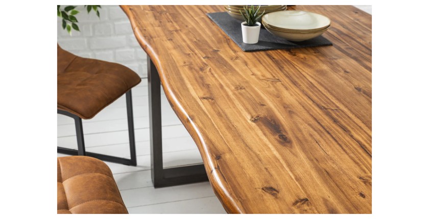 Table de salle à manger 160cm NALKO – Bois massif et métal – Style industriel