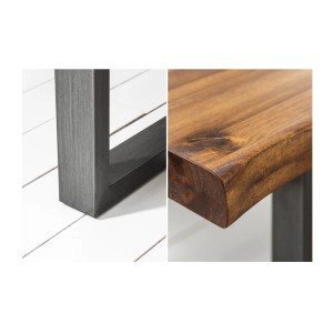 Table de salle à manger 160cm NALKO – Bois massif et métal – Style industriel