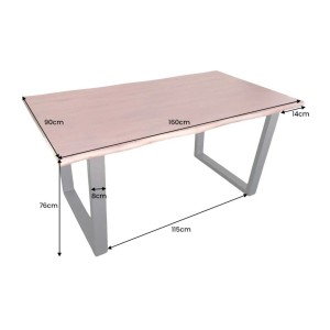 Table de salle à manger 160cm NALKO – Bois massif et métal – Style industriel