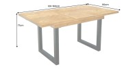 Table de salle à manger LOVARK – Bois recyclé de pin et métal – 120-160 cm – Extensible – Style industriel