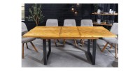 Table de salle à manger LOVARK – Bois recyclé et métal – 140-180 cm – Extensible – Style industriel